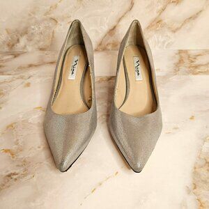 Nina New York Silver Heels with Rhinestone Embellishments, Size 9